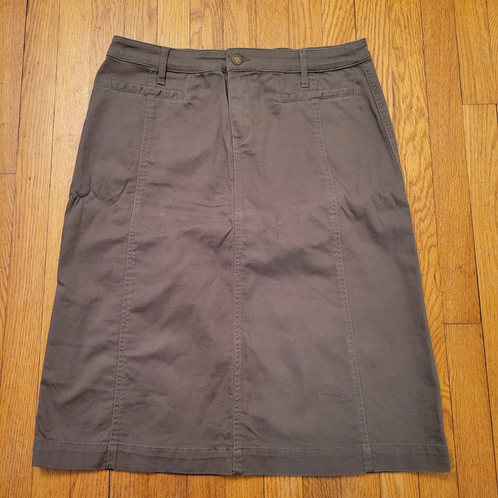 Christopher Banks‎ 12 Olive Green A Line Midi Skirt Earthy Granola Modest Fall